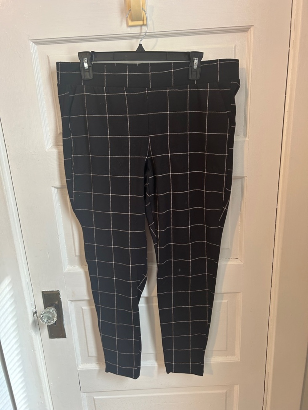 torrid Black Pants with White Windowpane Detail